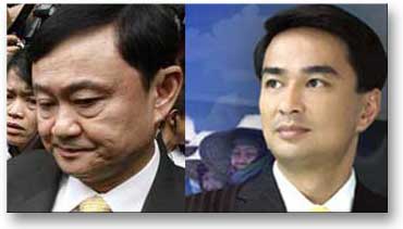 Thaksin Shinawatra (left) and Abhisit Vejjajiva [Photo: Wordpress]